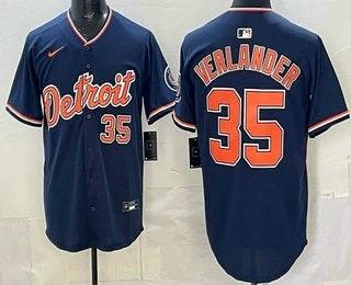 Detroit Tigers #35 Justin Verlander Navy Limited Jersey Stitched by My Store