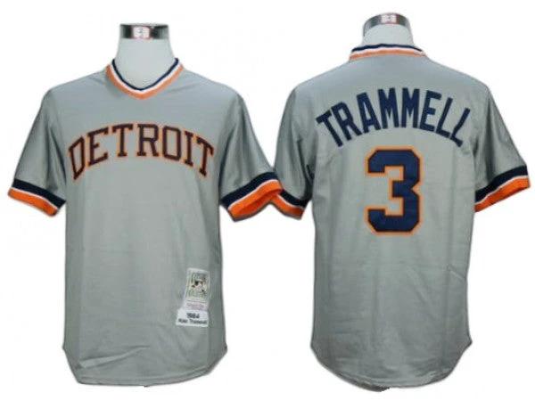 Detroit Tigers #3 Alan Trammell Gray 1984 Throwback Jersey by My Store
