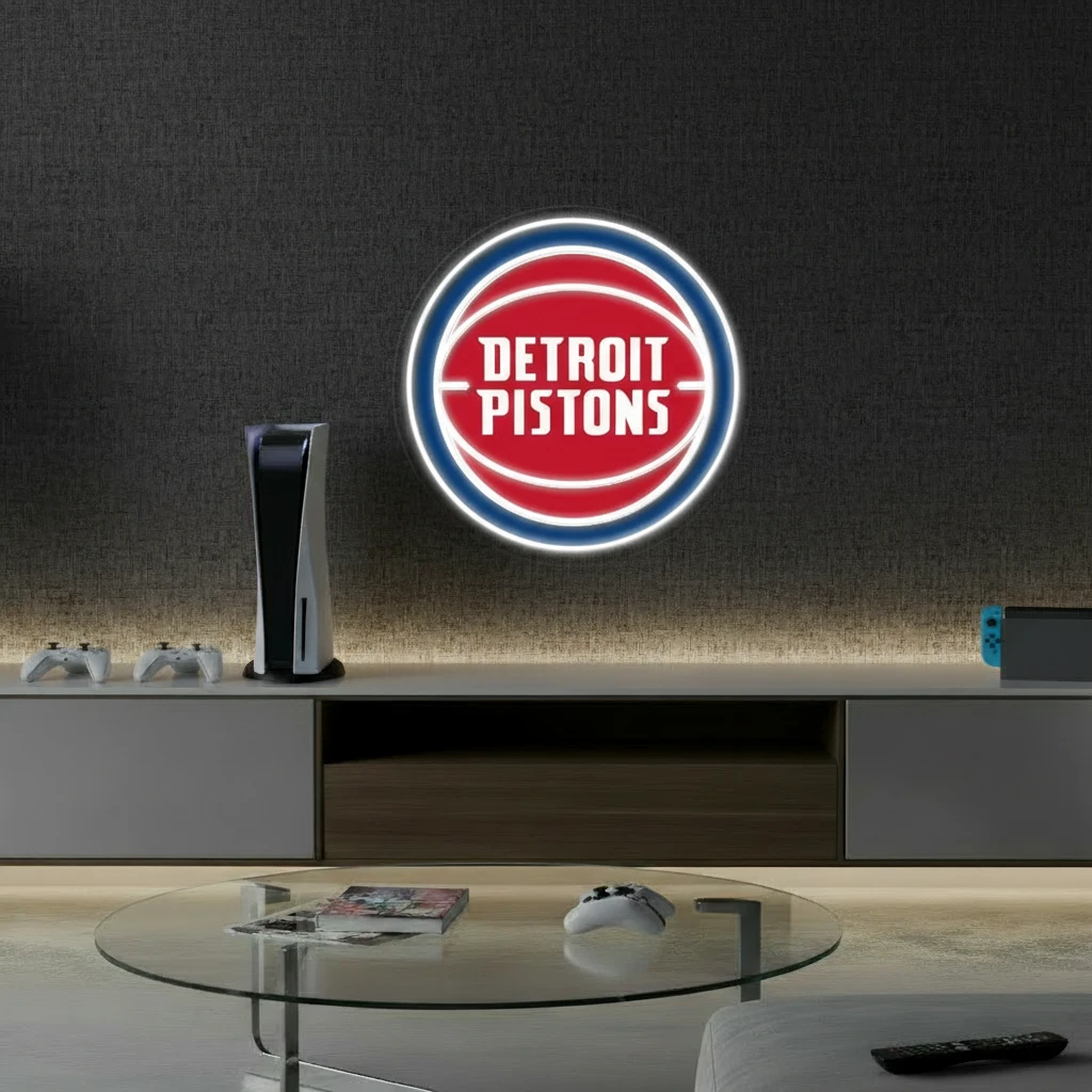 Detroit Pistons NBA Led Neon Sign Man Cave Decor by Neonchics Signs