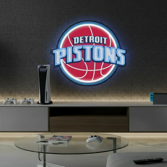 Detroit Pistons NBA Led Neon Sign Man Cave Decor by Neonchics Signs
