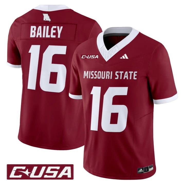 Deuce Bailey Jersey #16 Missouri State Bears 2025 Limited Stitched by My Store NCAA Football Jerseys