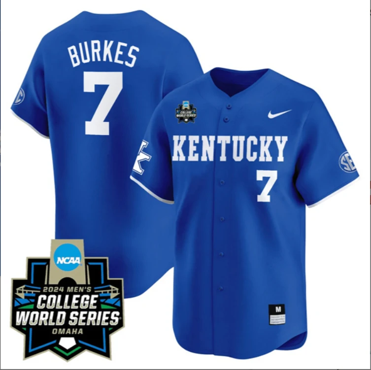 Devin Burkes Kentucky Wildcats College Baseball World Series Jersey – Blue by My Store