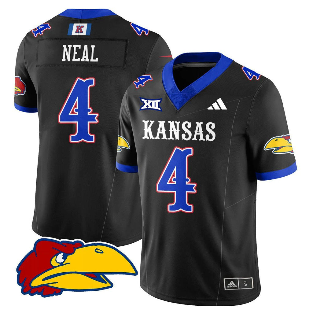 Devin Neal Jersey #4 Kansas Jayhawks Football 2025 Limited Stitched Black by My Store NCAA Football Jerseys