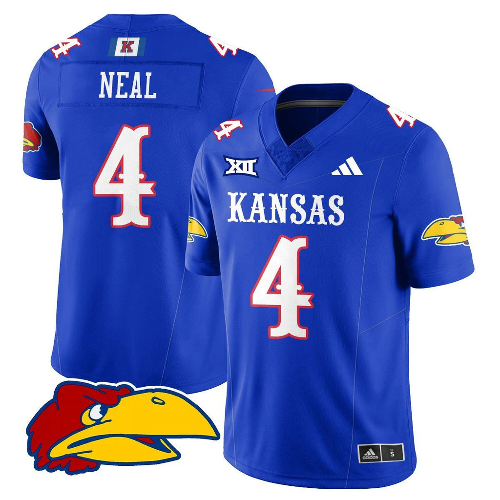 Devin Neal Jersey #4 Kansas Jayhawks Football 2025 Limited Stitched Royal by My Store NCAA Football Jerseys