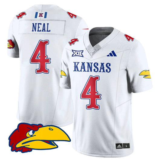Devin Neal Jersey #4 Kansas Jayhawks Football 2025 Limited Stitched White by My Store NCAA Football Jerseys