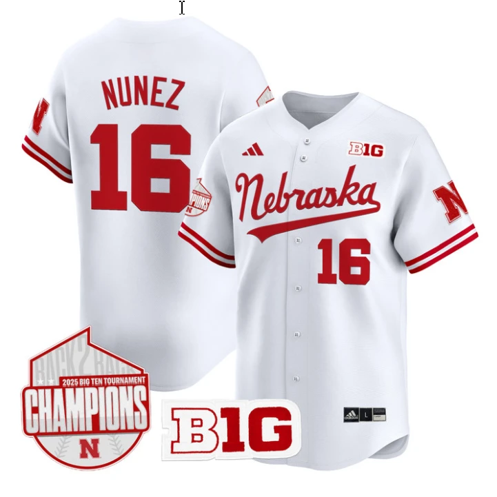 Devin Nunez Jersey #16 Nebraska Huskers Back 2 Back Champions Patch Vapor Limited Stitched White by My Store