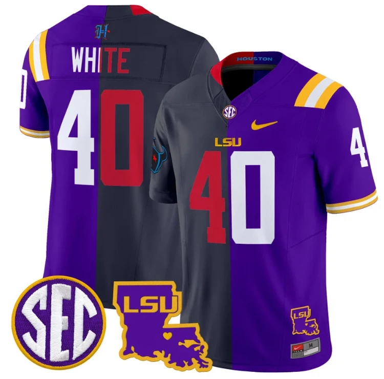 Devin White Jersey #40 LSU Tiger Split Vapor Limited Football All Stitched by NCAA Football Jersey