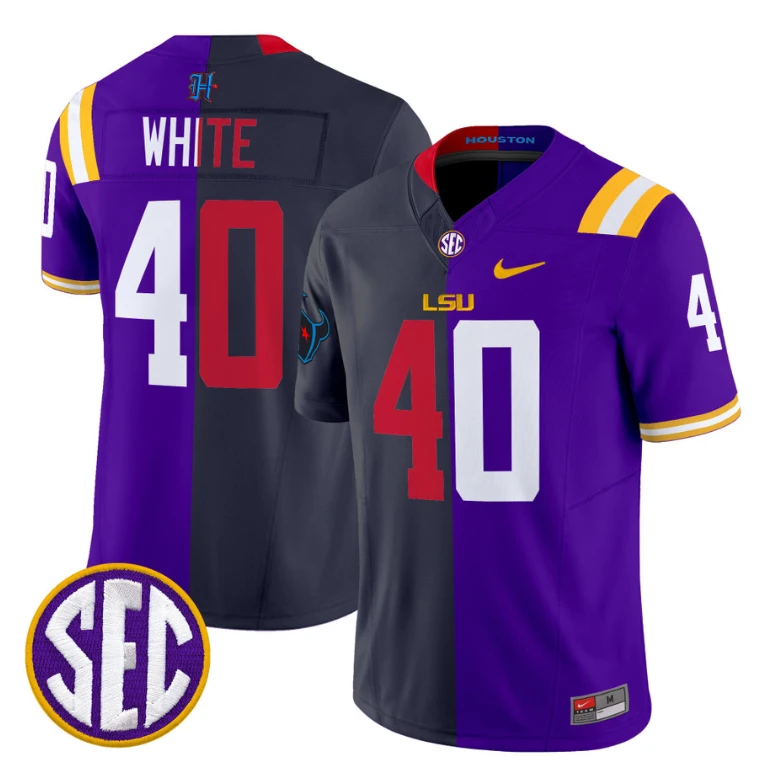 Devin White Jersey #40 LSU Tiger Split Vapor Limited V2 Football All Stitched by NCAA Football Jersey