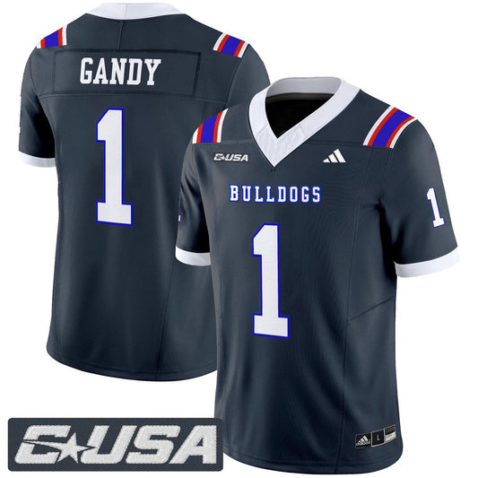 Devin Gandy Jersey #1 Louisiana Tech Bulldogs 2025 Limited Stitched by My Store NCAA Football Jerseys