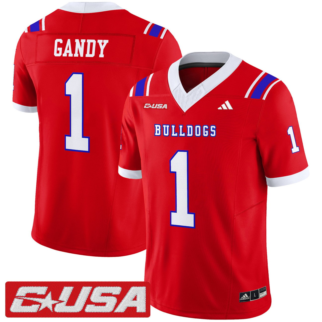 Devin Gandy Jersey #1 Louisiana Tech Bulldogs 2025 Limited Stitched by My Store NCAA Football Jerseys