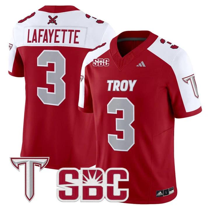 Devin Lafayette Jersey #3 Troy Trojans 2025 Vapor Limited Stitched by My Store NCAA Football Jerseys