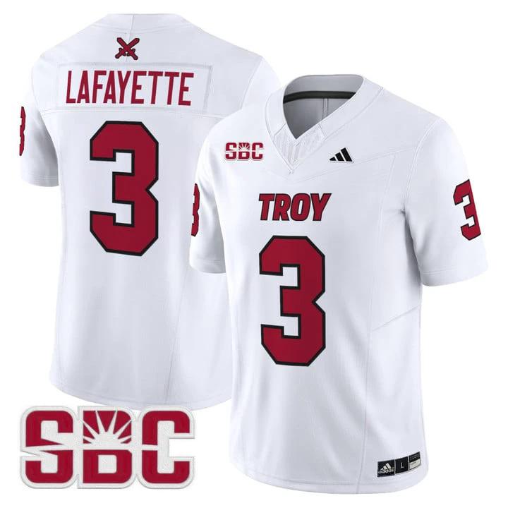 Devin Lafayette Jersey #3 Troy Trojans 2025 Vapor Limited Stitched by My Store NCAA Football Jerseys