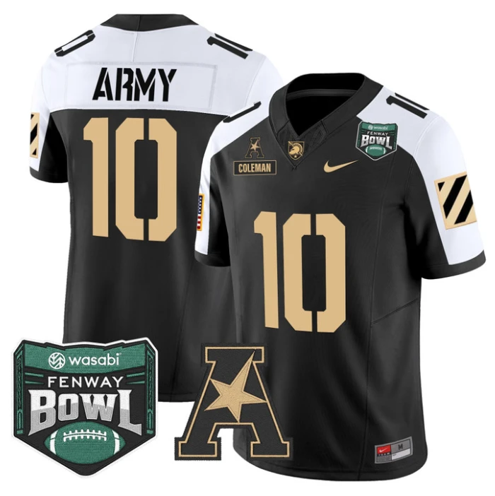 Dewayne Coleman Jersey #10 Army Black Knights 2025 Fenway Bowl Stitched Alternate by NCAA Football Jersey