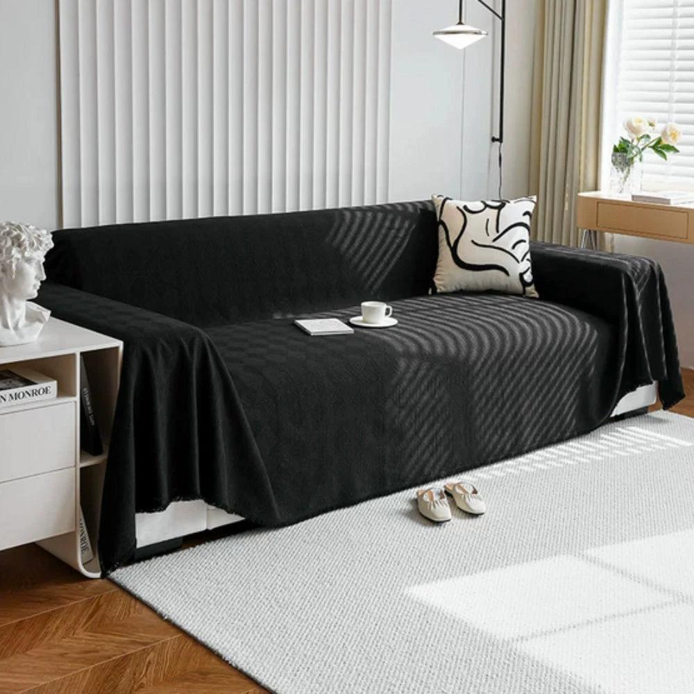 Diamond Grid Chenille Sofa Cover by Casa & Beyond