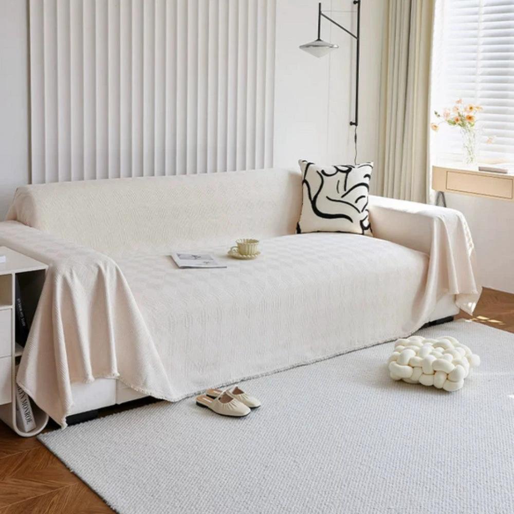 Diamond Grid Chenille Sofa Cover by Casa & Beyond