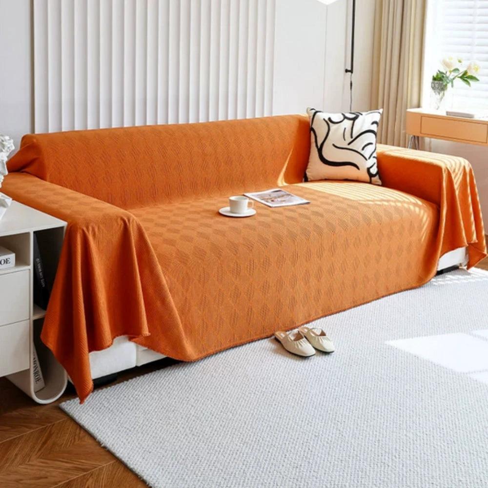 Diamond Grid Chenille Sofa Cover by Casa & Beyond