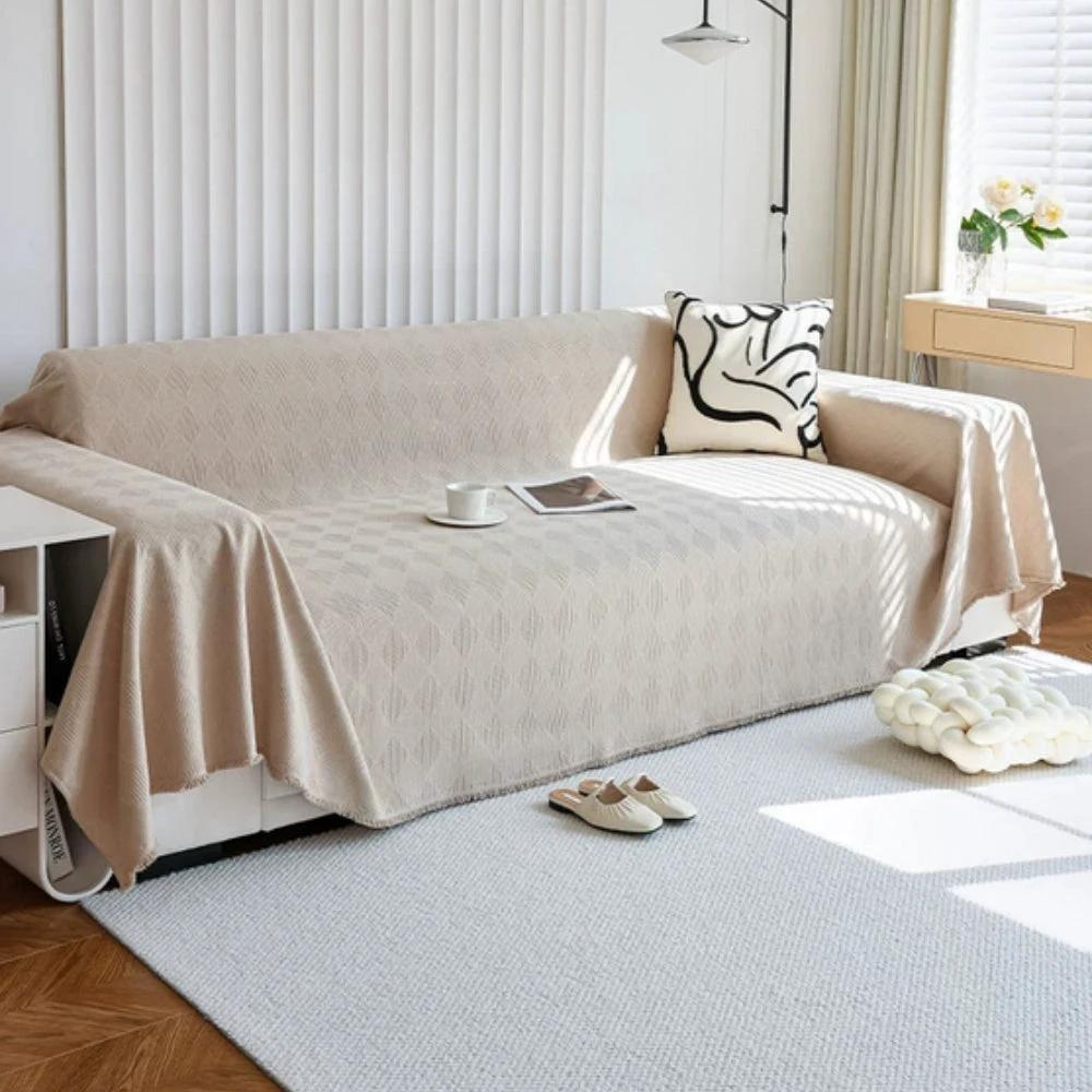Diamond Grid Chenille Sofa Cover by Casa & Beyond