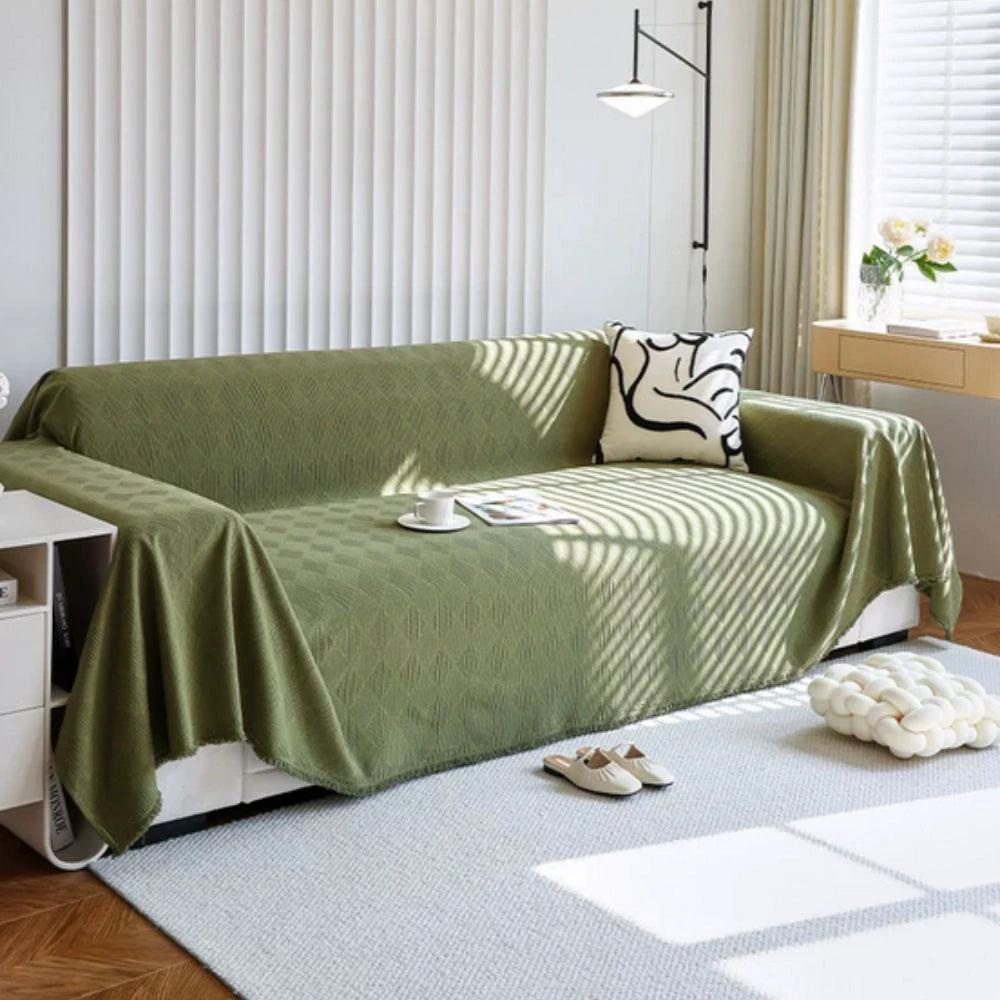 Diamond Grid Chenille Sofa Cover by Casa & Beyond