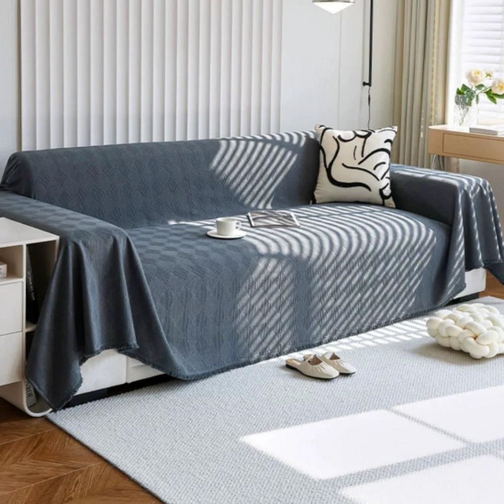 Diamond Grid Chenille Sofa Cover by Casa & Beyond