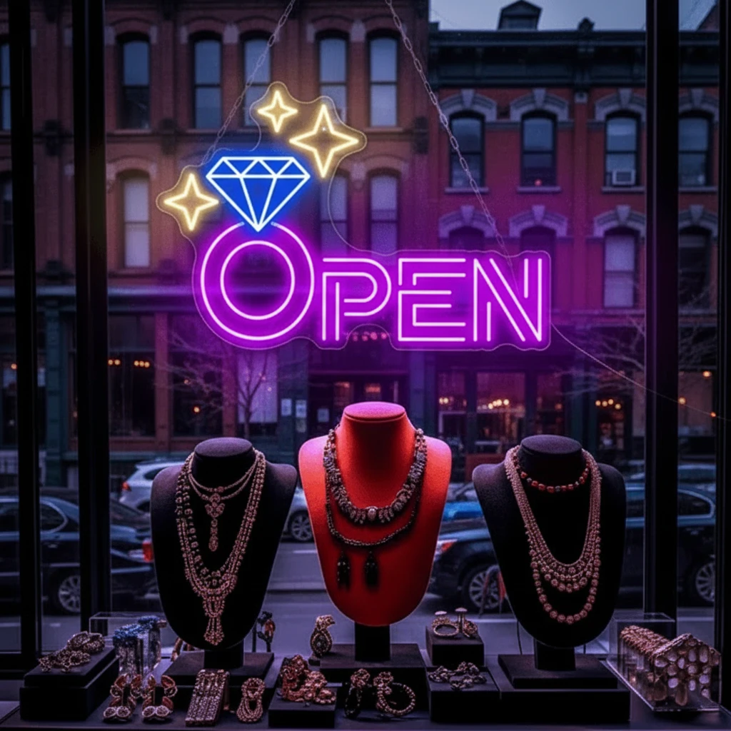 Diamond Open Indoor Neon Sign Business Wall Decor Art by Neonchics