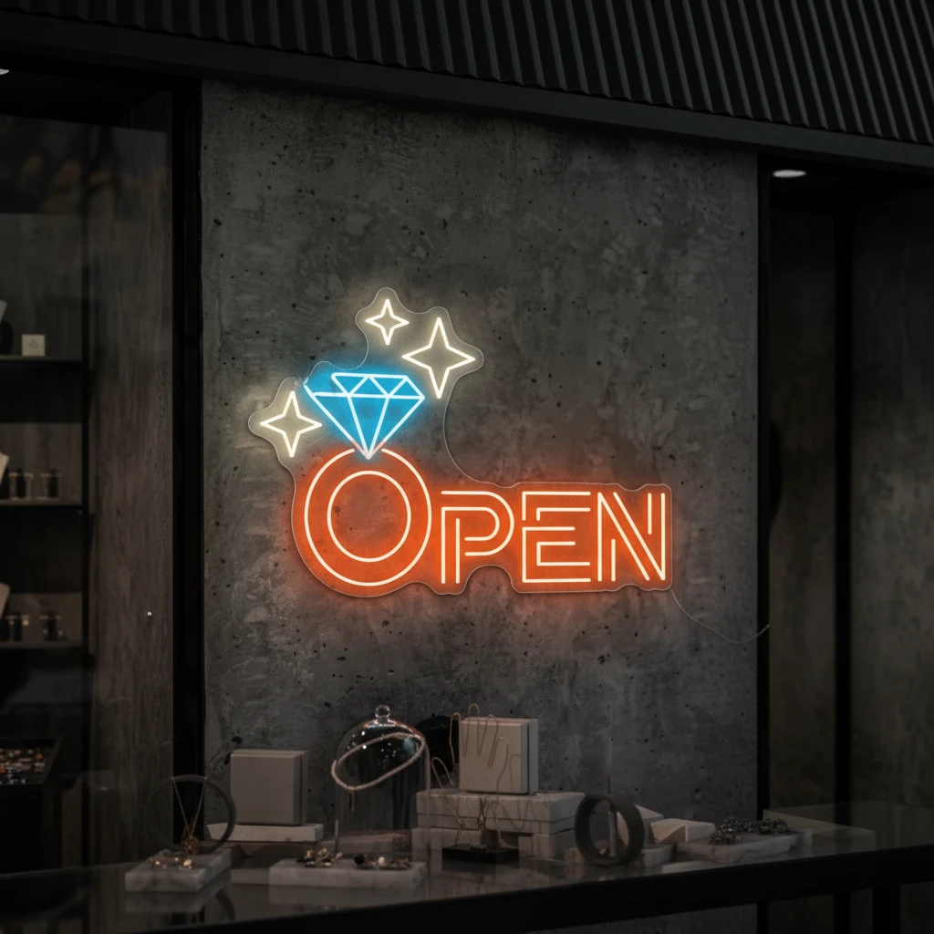Diamond Open Indoor Neon Sign Business Wall Decor Art by Neonchics