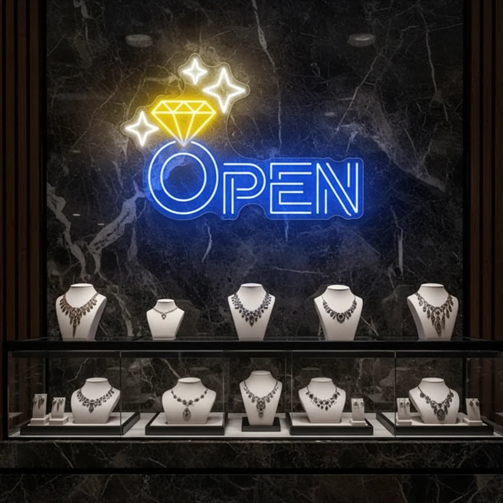 Diamond Open Indoor Neon Sign Business Wall Decor Art by Neonchics