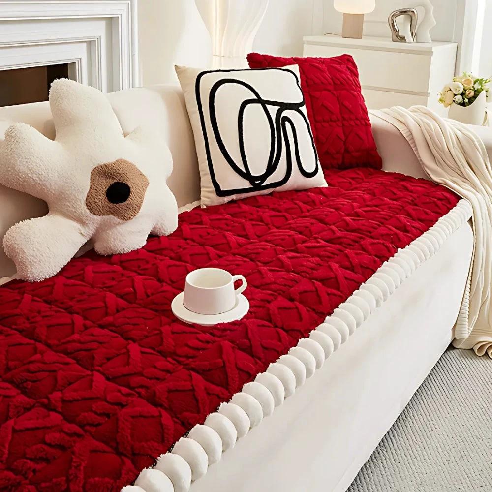 Snuggle Sherpa Plush Sofa Protector Cover by Casa & Beyond
