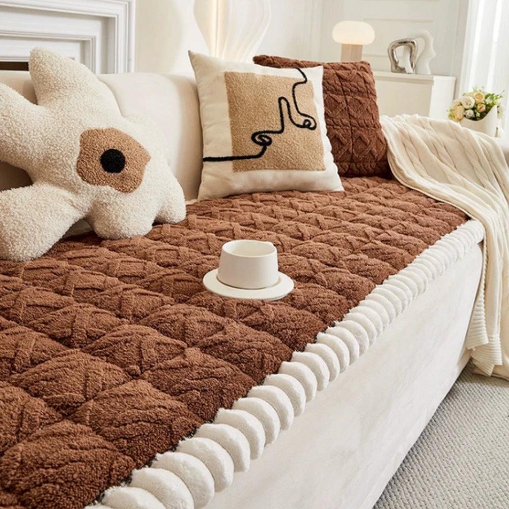 Snuggle Sherpa Plush Sofa Protector Cover by Casa & Beyond