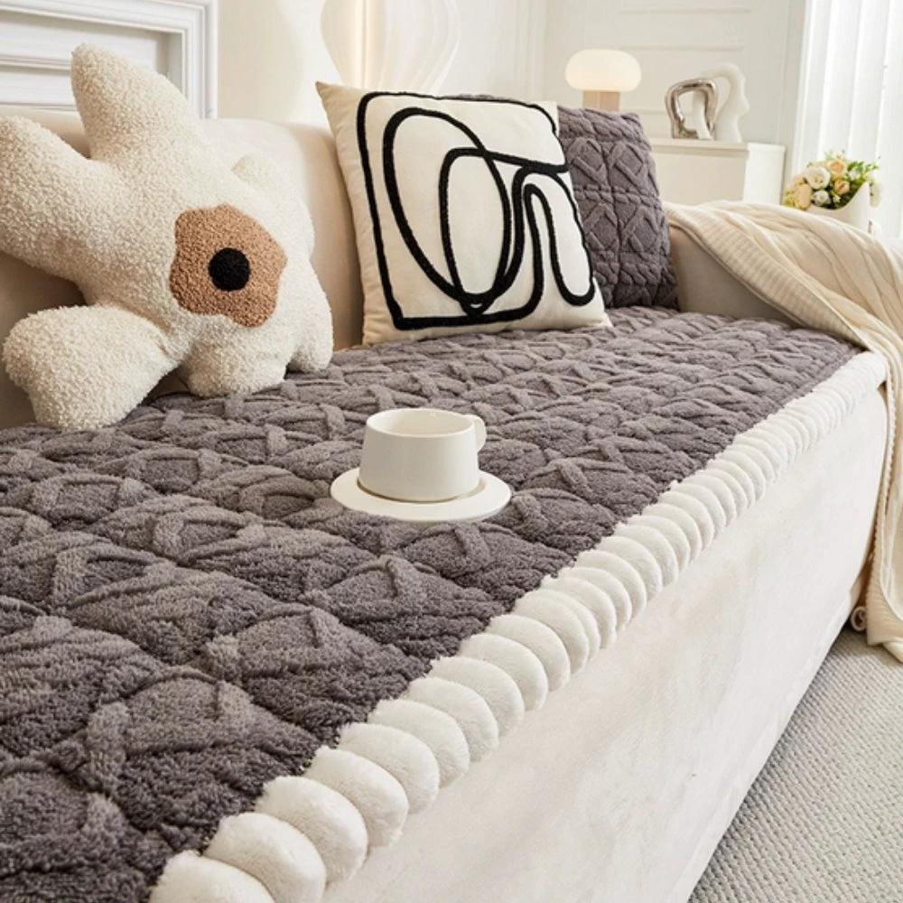 Snuggle Sherpa Plush Sofa Protector Cover by Casa & Beyond