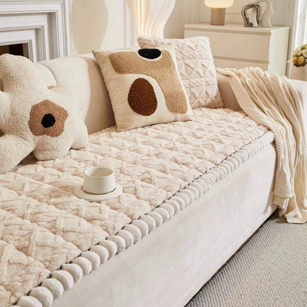 Snuggle Sherpa Plush Sofa Protector Cover by Casa & Beyond