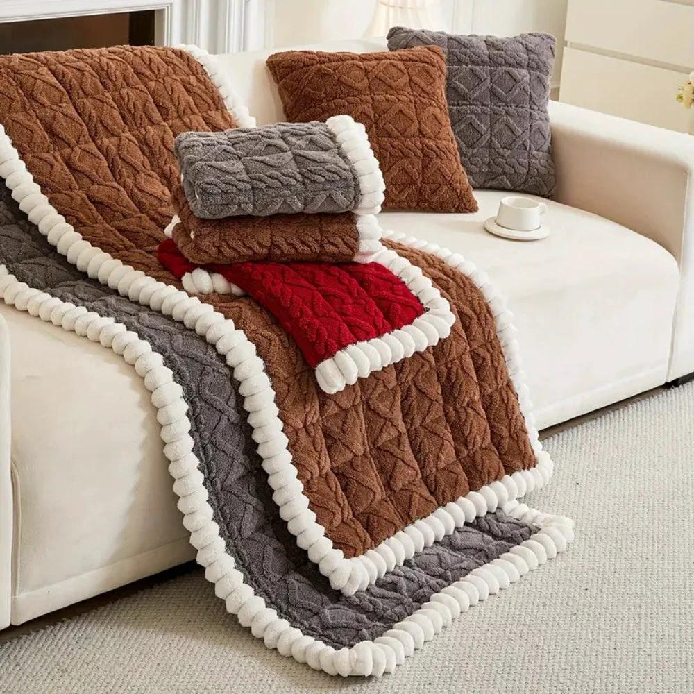 Snuggle Sherpa Plush Sofa Protector Cover by Casa & Beyond