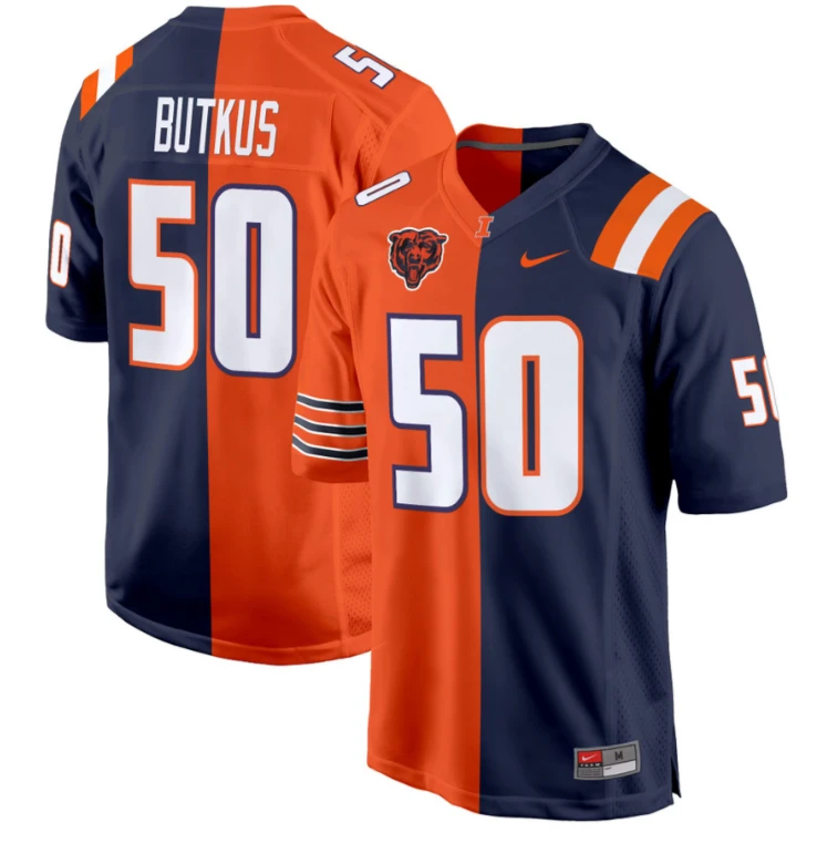 Dick Butkus Jersey #50 Illinois Fighting Illini Split Football Game All Stitched by My Store