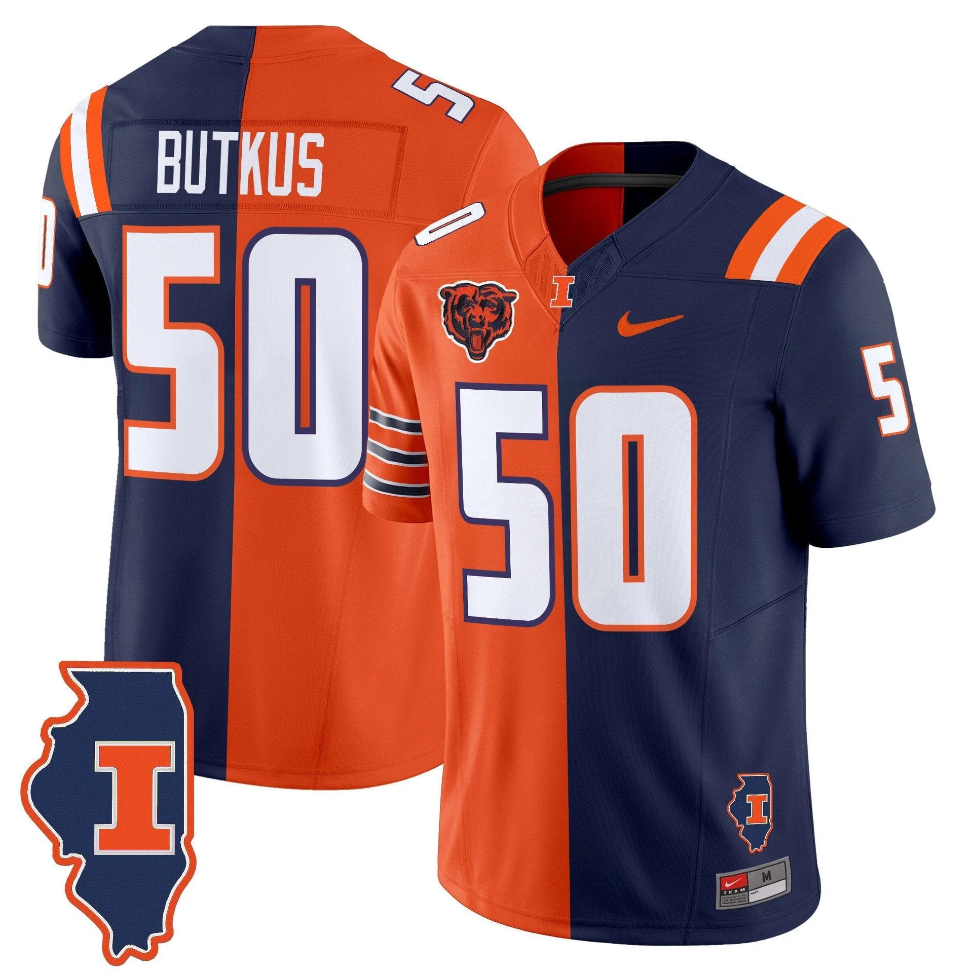 Dick Butkus Jersey #50 Illinois Fighting Illini Split Vapor Limited Stitched by My Store NCAA Football Jerseys