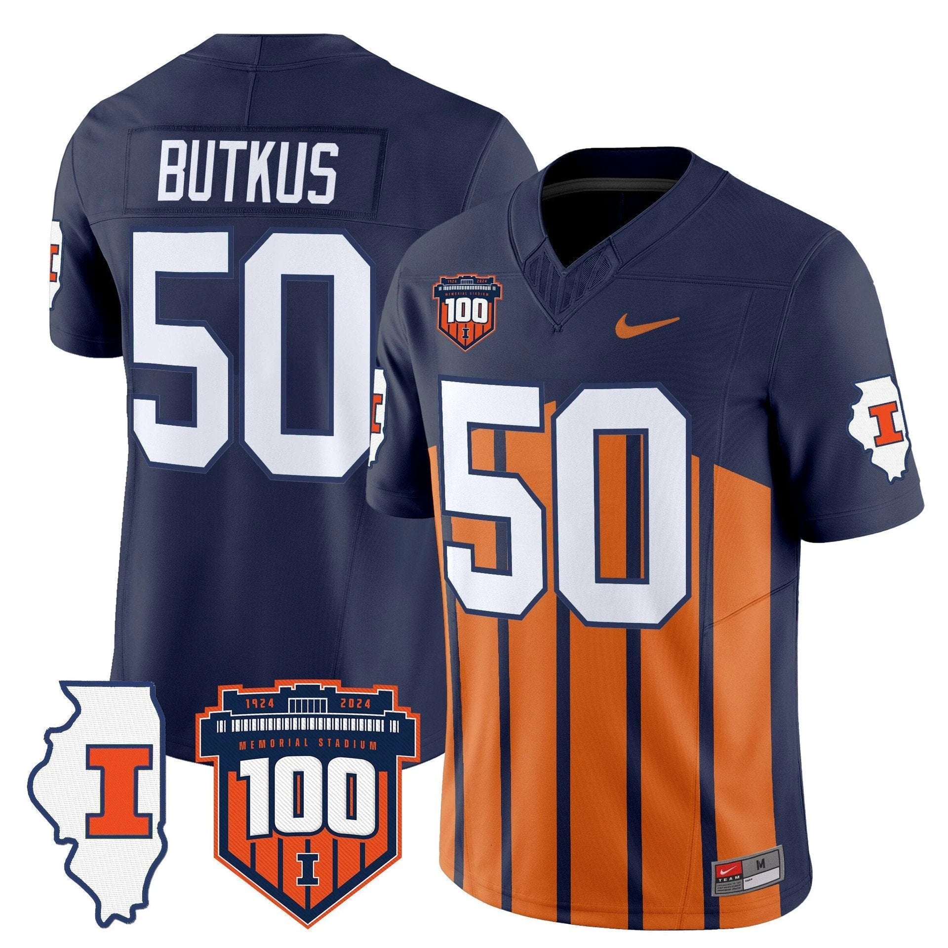 Dick Butkus Jersey #50 Illinois Fighting 100th Memorial Stadium Throwback by My Store