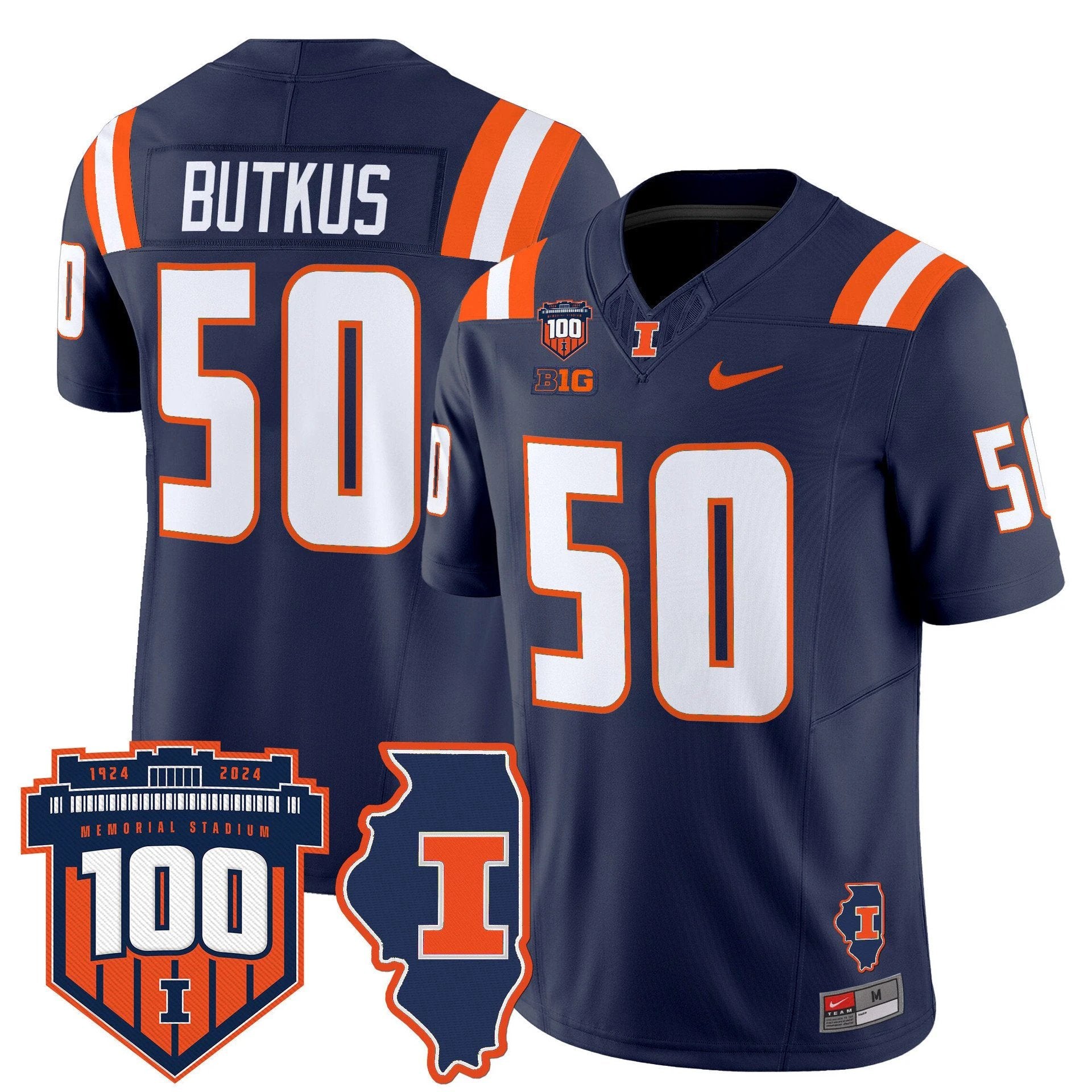 Dick Butkus Jersey #50 Illinois Fighting 100th Memorial Stadium by My Store NCAA Football Jerseys