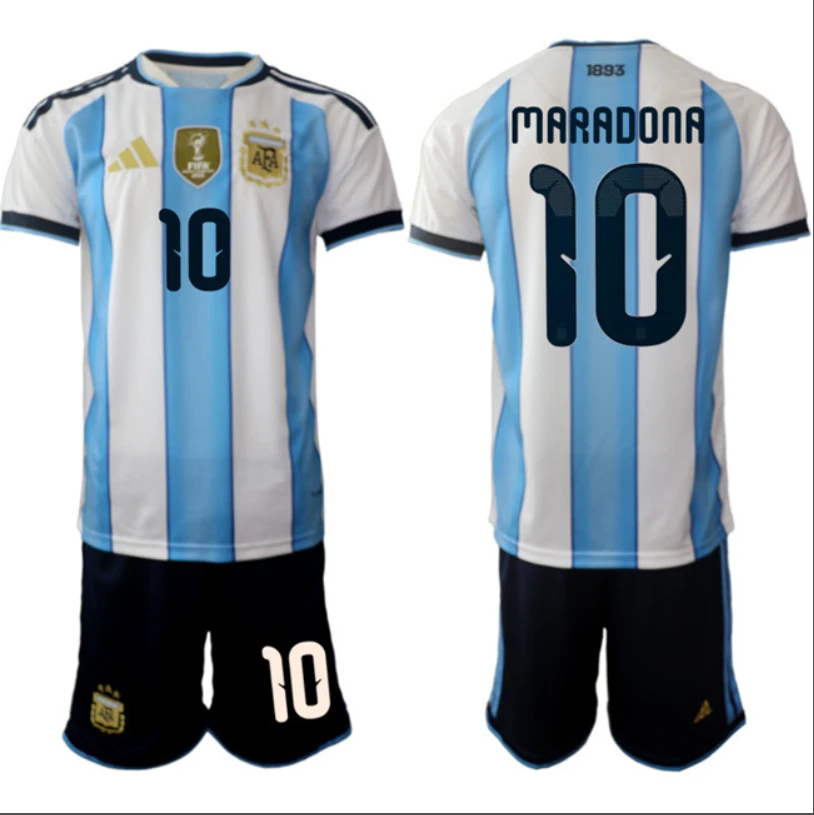 Diego Maradona Jersey #10 Argentina Team 2025-26 White Blue Home Soccer Suit by Soccer Jersey
