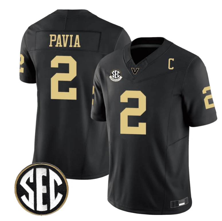 Diego Pavia Jersey #2 Vanderbilt Commodores College Football Stitched Black by My Store