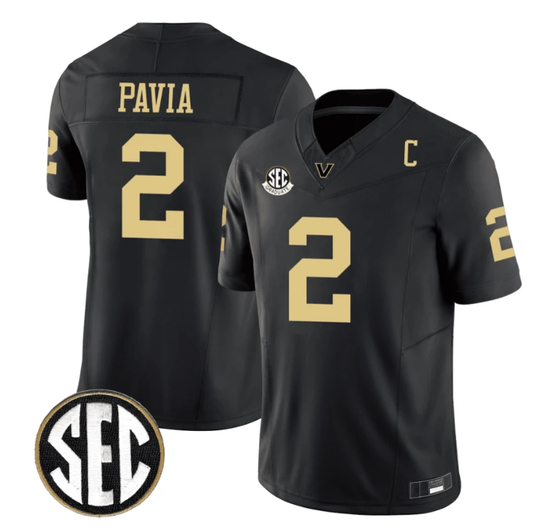 Diego Pavia Jersey #2 Vanderbilt Commodores College Football Stitched Black by My Store