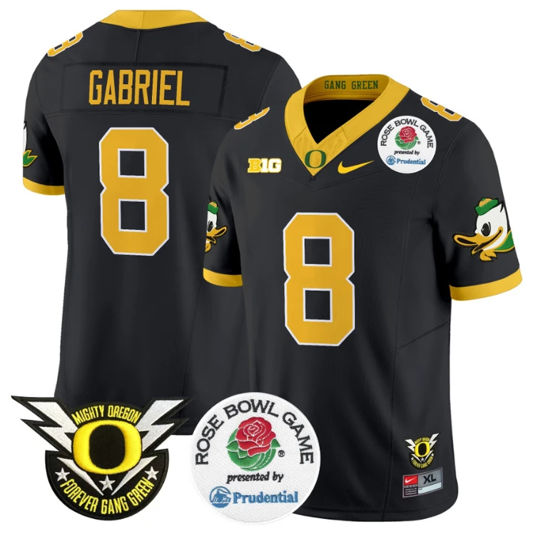 Dillon Gabriel Jersey #8 Oregon Ducks Football 2024 Rose Bowl Black by NCAA Football Jersey