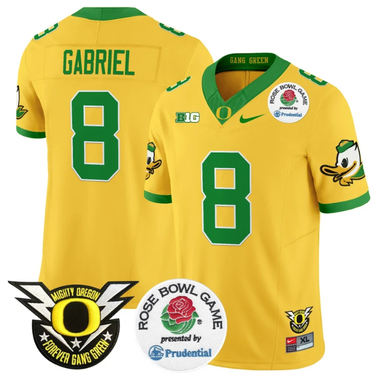 Dillon Gabriel Jersey #8 Oregon Ducks Football 2024 Rose Bowl Gold by NCAA Football Jersey