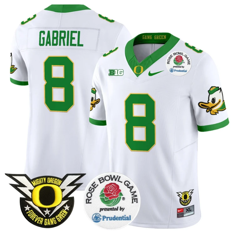 Dillon Gabriel Jersey #8 Oregon Ducks Football 2024 Rose Bowl White by NCAA Football Jersey