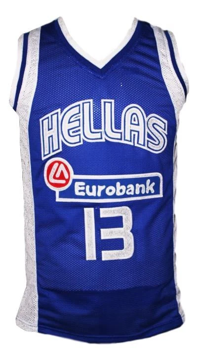 Dimitris Diamantidis Jersey #13 Greece Custom Basketball Blue by My store basketball