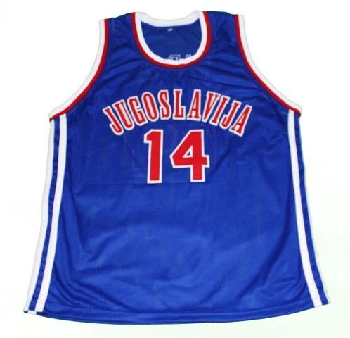 Dino Radja Jersey #14 Jugoplastika Yugoslavia Basketball Blue by My store basketball