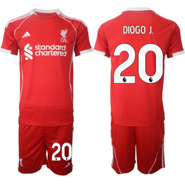Diogo Jersey #20 Liverpool Red Home 2025 Soccer Suit by Soccer Jersey