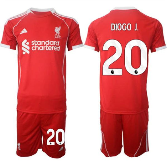 Diogo Jersey #20 Liverpool Red Home 2025 Soccer Suit by Soccer Jersey