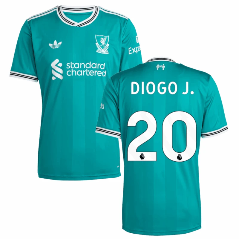 Diogo Jota 20 Liverpool 2025-26 Third Match Jersey – Aqua by Soccer Jersey