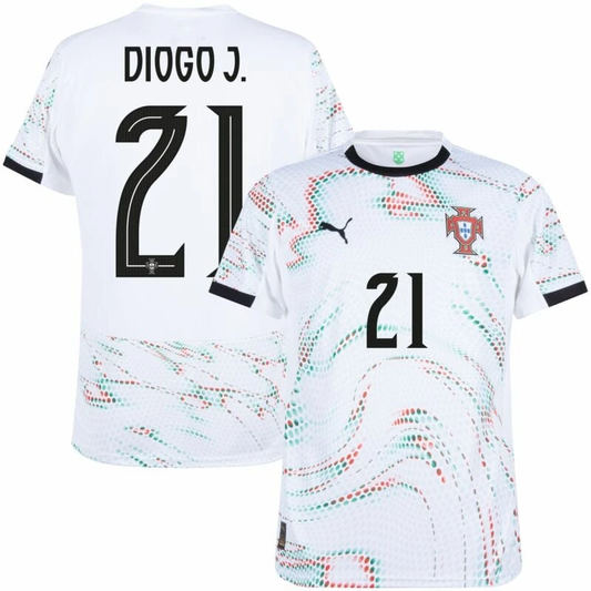 Diogo Jota 21 Portugal National Team 2025-26 Away Men Jersey – White by Soccer Jersey