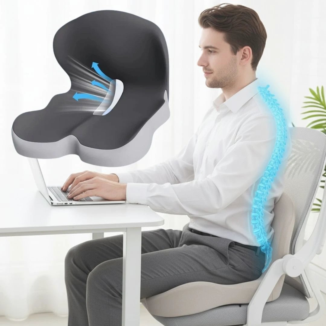 All-in-One Orthopedic Memory Foam Seat - Cushion Seat and Back Cushion for Pain Relief and Comfort by BowLift