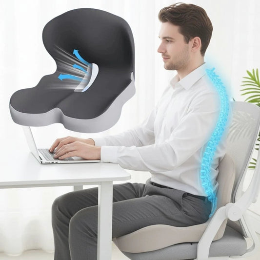 All-in-One Orthopedic Memory Foam Seat - Cushion Seat and Back Cushion for Pain Relief and Comfort by BowLift