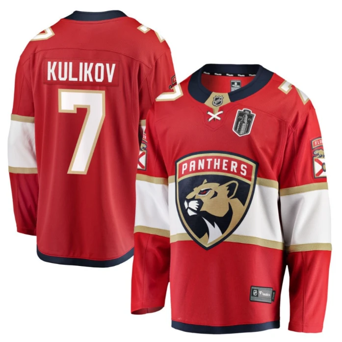 Dmitry Kulikov 7 Florida Panthers 2025 Stanley Cup Final Home Breakaway Men Jersey Red by Hockey David